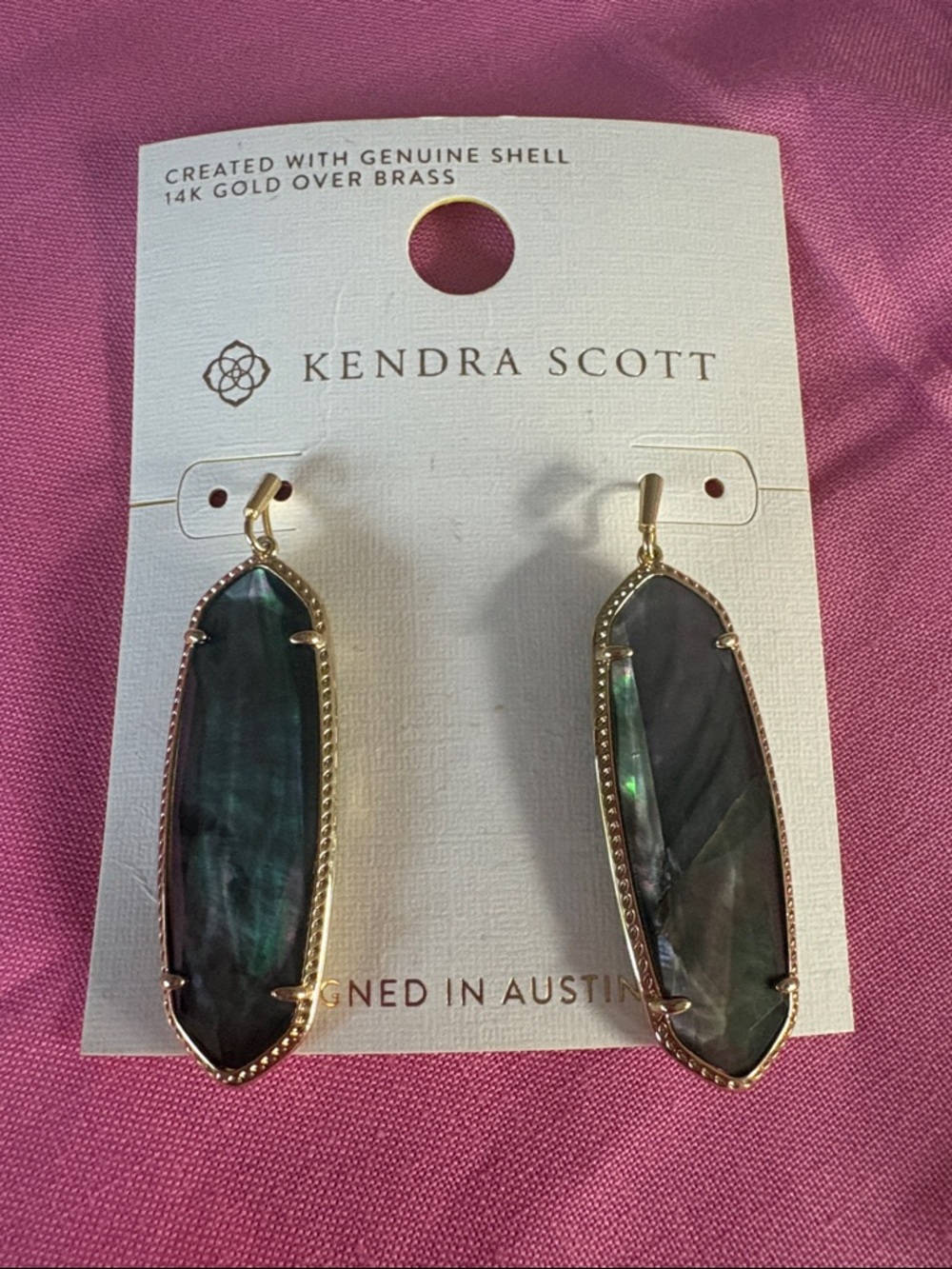 Kendra Scott Gold and Black abalone shell drop earrings new - Picture 5 of 5
